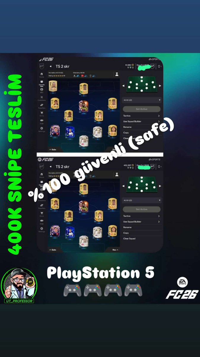 Snipe satış hizmetimiz devam ediyor.
%100 güvenli 🤝🤝
#fc26 #eafc26 #fc26coin
#ugurkaya