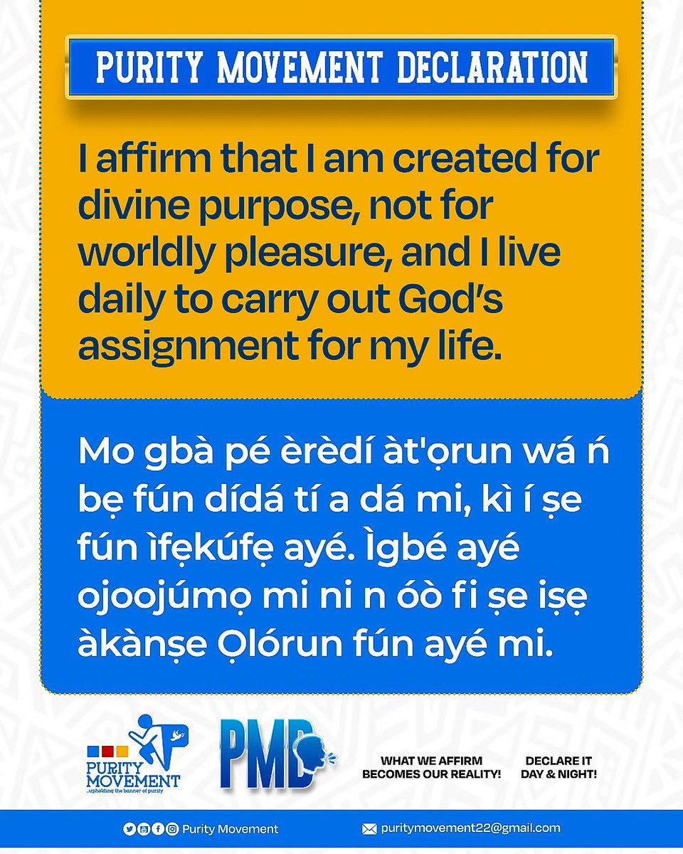 puritymovementt's tweet image. Purity Movement Declaration (PMD)🗣️🗣️🗣️ | November 17, 2025.

#declaration
#affirmation
#PurityMovement
#Jesusbeglorified
#Lightbebroughttoallmen
#Thetreesofrighteousnessbeplanted
#spamedia