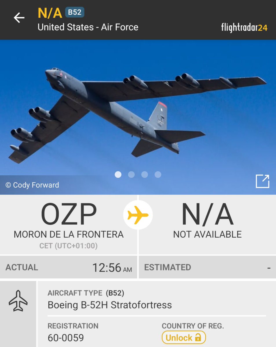 OSINTMilTracker's tweet image. 😲 WOW, what a show of force by the 🇺🇲 #USAF #B52H ✈️ Stratofortress long-range bomber, who departed from Moron de la Frontera (#OZP), Spain 🇪🇸 and flew along the entire #Mediterranean Sea.

- fr24.com/3d2264fb