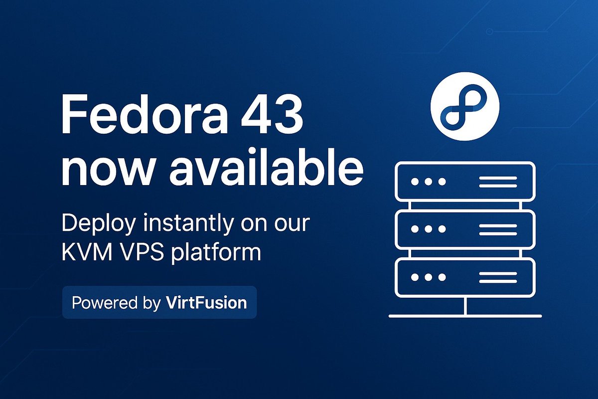 EthernetServers's tweet image. We’ve just added #Fedora Linux 43 as an operating system choice on our KVM-based VPS platform, managed through the VirtFusion control panel.

Pick yours up today! 👉 ethernetservers.com/vps-hosting