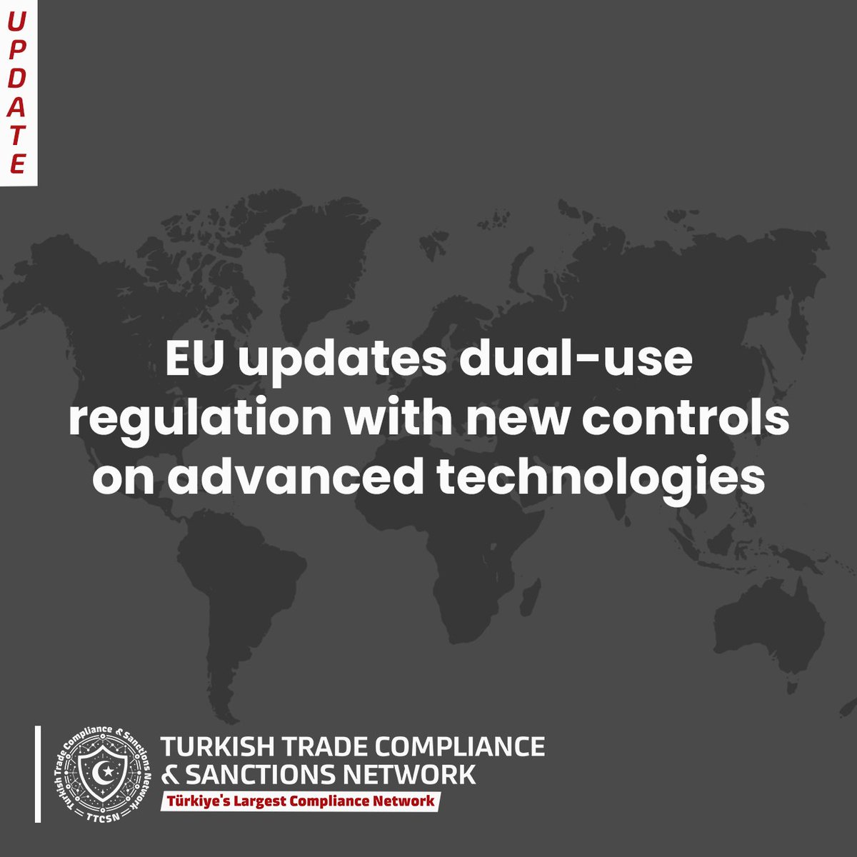 ttcsnetwork's tweet image. The European Union has announced that Implementing Regulation (EU) 2025/2003, amending Regulation (EU) 2021/821 on dual-use items, will enter into force on 15 November 2025. 
#TTCSN #TürkiyeTradeCompliance #ExportControl #SanctionsUpdate #USA #OFAC #EU #UK #BIS #OFSI #Herdem