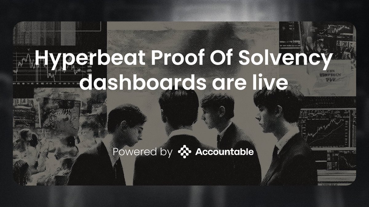 hyperbeat's tweet image. Introducing Hyperbeat Proof Of Solvency

Proof of Solvency dashboards powered by @AccountableData are now live and accessible from every vault page.

Users can verify in real time that all vault assets are fully backed through cryptographic proofs.

accountable.hyperbeat.org