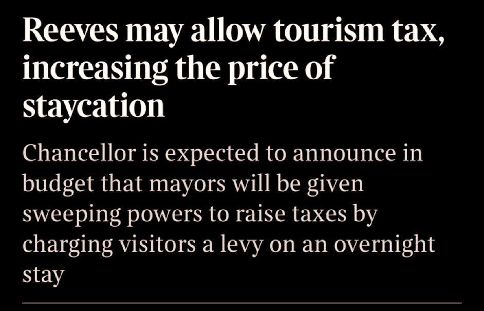 How to destroy the UK tourism industry. Yet more punishment on small businesses and the hospitality industry. ⬇️
