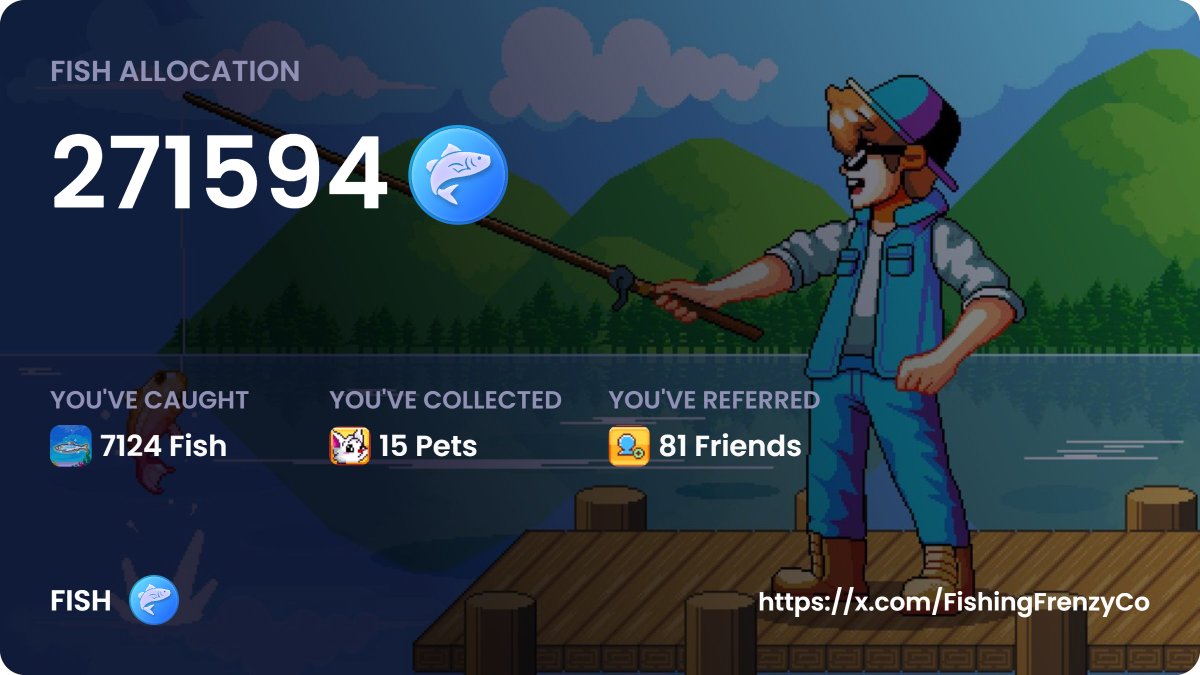 My FISH airdrop allocation is 271594 tokens! Join the Fishing Frenzy ecosystem and start earning rewards. <a href="/FishingFrenzyCo/">Fishing Frenzy</a>