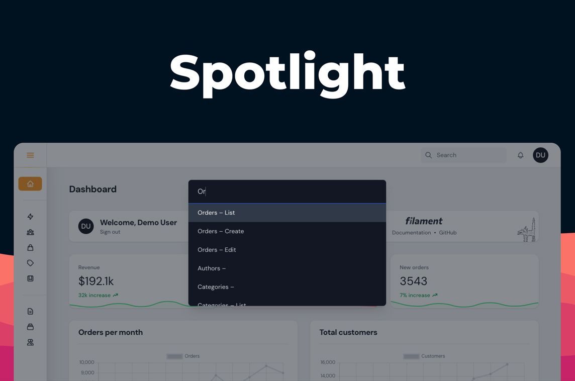 MadeWithLaravel's tweet image. Quickly navigate your Filament resources with a Spotlight search 🔍️ - madewithlaravel.com/filament-spotl…