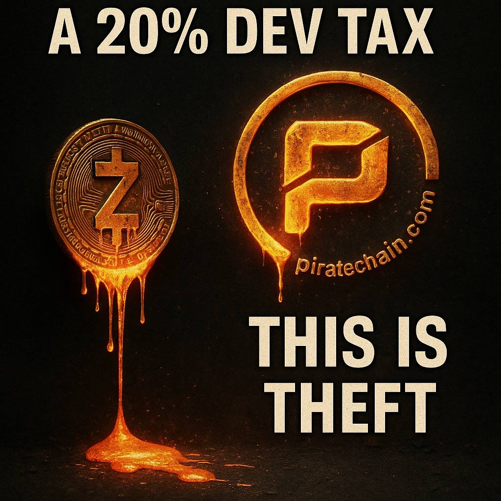 My_WiseMoney's tweet image. A 20% dev tax and no privacy-by-default?That’s #ZEC.
Even #BCH hits harder than #Zcash.

Meanwhile #ARRR is 0% dev tax, community-driven, and zk-SNARKs privacy by default.

👑 The King Of Privacy: #PirateChain

#BitcoinCash #Zcash #BCH #Crypto #Privacy