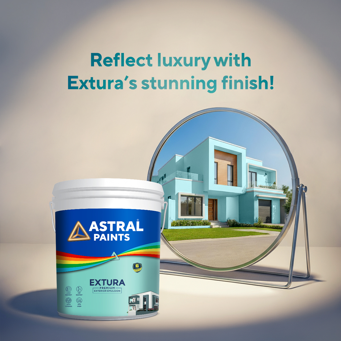 Astral_Paints's tweet photo. With Extura Premium Exterior Emulsion, quality reflects in every detail. 
Right down to the way your exteriors shine through any weather.

#Astral #AstralPaints #VibrantShades #PaintWithProtection #StunningFinish #HomeExteriorGoals #PaintYourWorld #ExturaPremium #ExteriorEmulsion https://t.co/lXmcr3DwMP
