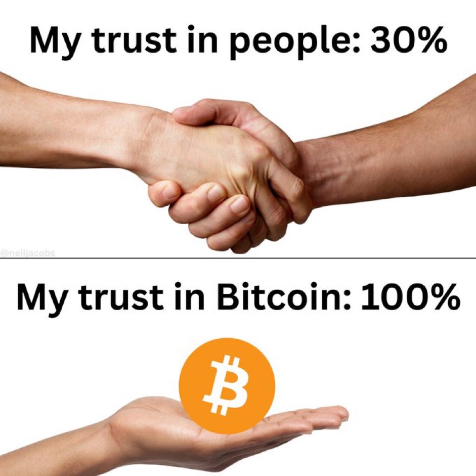 The older I get I trust people less and bitcoin more.