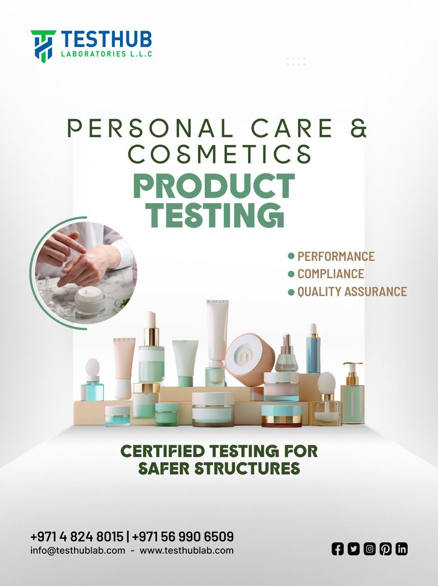 TesthubLab's tweet image. Your beauty products deserve trusted lab validation.
Let science prove your quality!     
testhublab.com/testing-servic…    
📱: +971 4 824 8015
🌐: testhublab.com
#TesthubLaboratories #CosmeticsTesting #ProductSafety #PersonalCareTesting