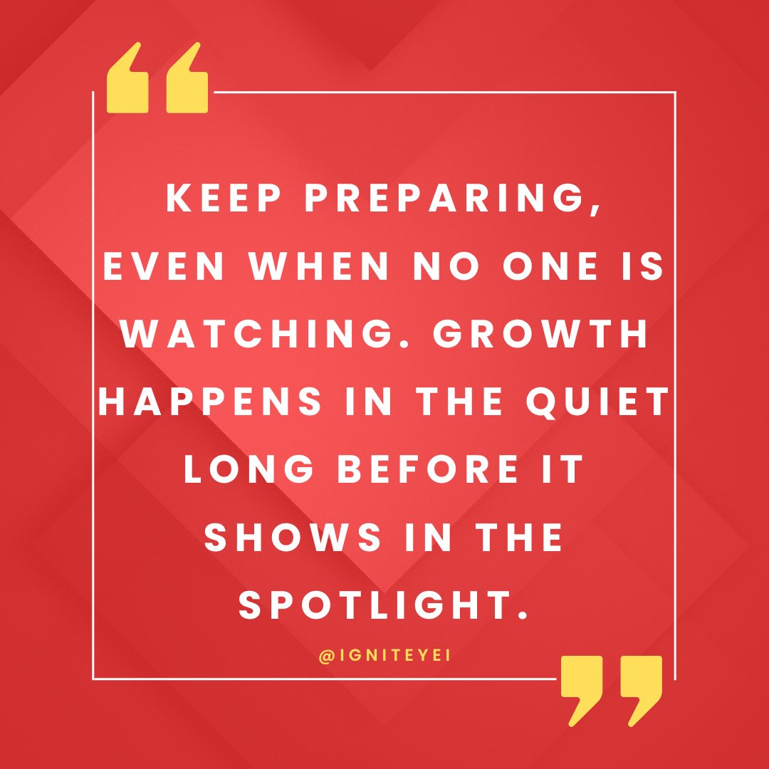 Behind every strong career is consistent preparation. Your journey is built in the unseen moments. 

Keep preparing, even when no one is watching.

Your quiet work today becomes your opportunities tomorrow.

#CareerGrowth #MotivationMonday #igniteyourfuture