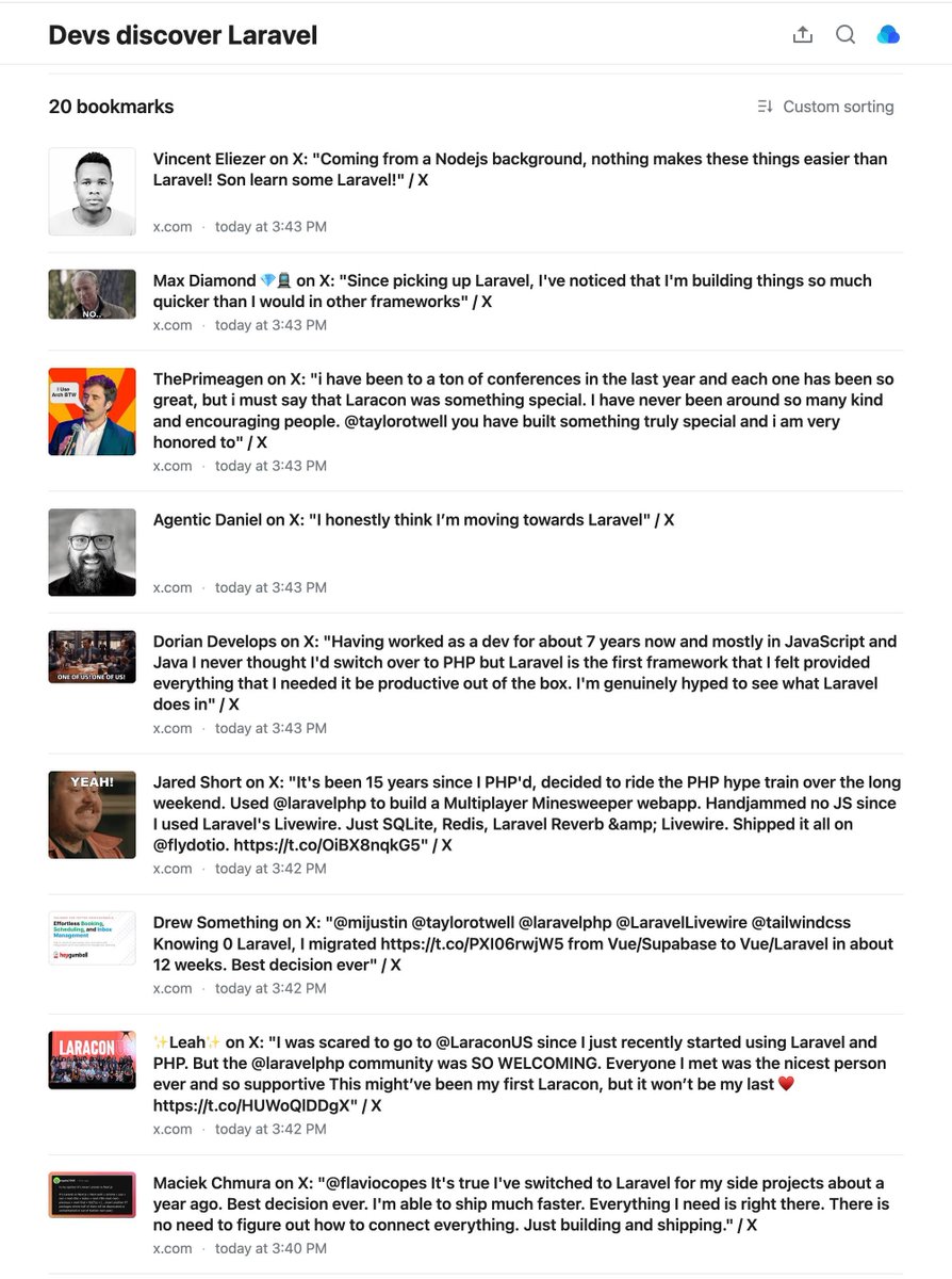 라라벨은 정말 훌륭해요!
그리고 (또 다른) 증거로, 개발자들이 Laravel을 발견하고 그들의 이야기를 공유하는 방법에 대한 북마크 트윗 세트를 게시했습니다.
개발자들이 Laravel을 발견하다
https