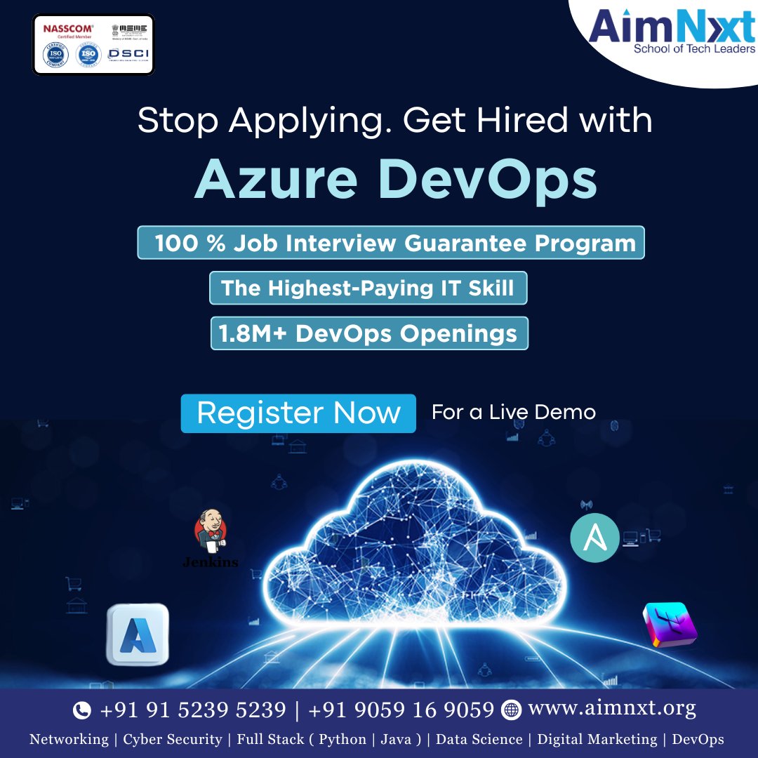 aimnxt39393's tweet image. Learn Azure DevOps and unlock high-paying global tech jobs.
✨ 100% Job Interview Guarantee
✨ Real-time hands-on DevOps projects
✨ Learn CI/CD, Jenkins, Kubernetes &amp;amp; Azure Cloud
#AzureDevOps #DevOpsEngineer #TechCareers #Upskilling #AimNxt #LearnDevOps