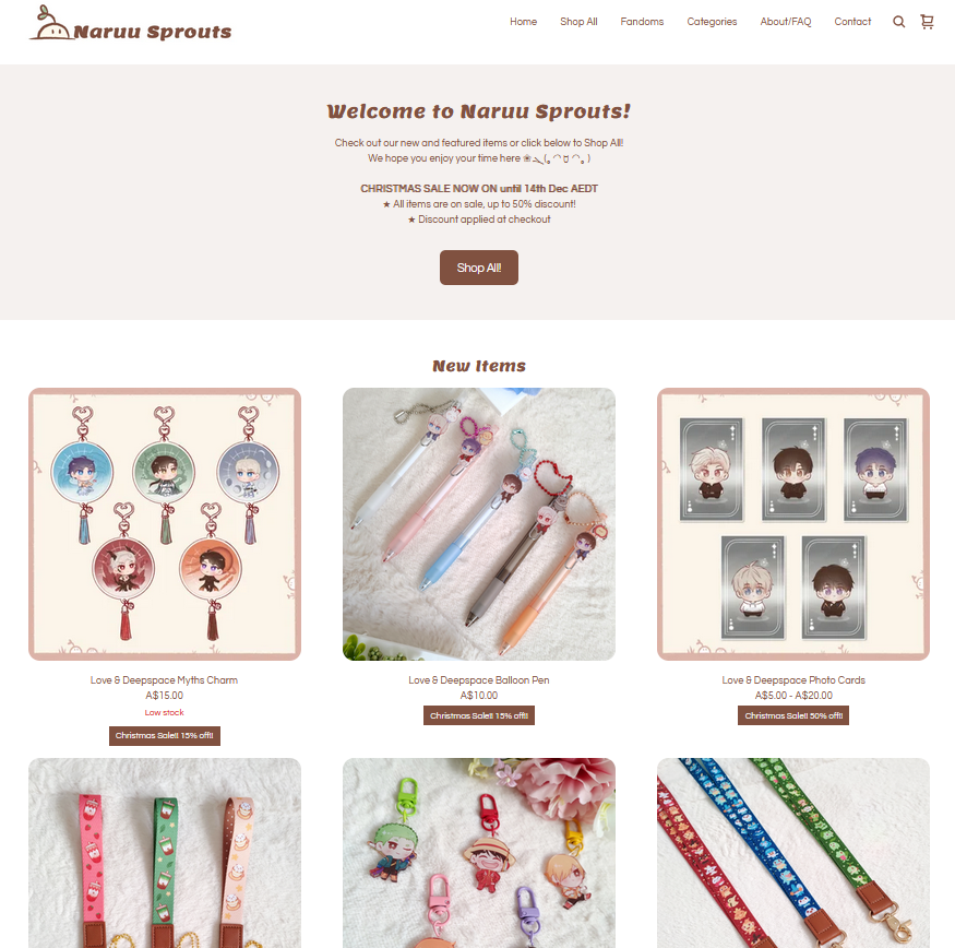 naruwu's tweet photo. 🌱Naruu Sprouts CHRISTMAS SALE NOW ON!!✨
Up to 50% off everything!! Its the biggest one we've ever done and its to help make way for new merch next year!! Thank you for all your support this year 💕ヾ(＾-＾)ノhttps://t.co/twjhzdsOA4 https://t.co/FhW5QP88LZ