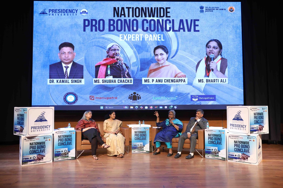 Presidency University School of Law hosted the Nationwide Pro Bono Conclave on 14 Nov 2025, uniting 20 law schools to promote pro bono service and community justice.

#ProBono #LegalAid #SchoolOfLaw #Justice #CommunityEngagement