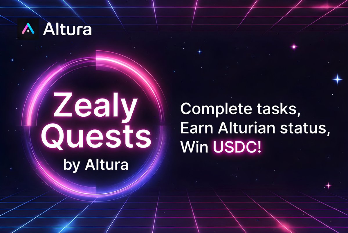 altura's tweet image. First Round of Altura&apos;s USDC-Based Zealy Campaign is Live (FCFS)  

your ticket for a joyful tour through the future of web3 gaming -- no raffles, pure first-come, first-served rewards fueling Agentic Gaming ownership.  

Join the Alturian revolution by completing the quests and…