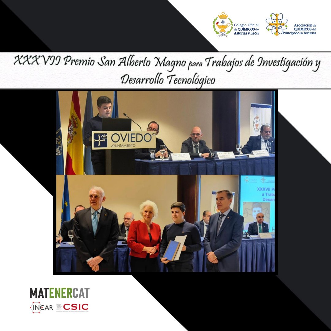 matenercat's tweet image. Este fin de semana, nuestro compañero Mario Sánchez recibió el XXXVII Premio San Alberto Magno a Trabajos de Investigación, otorgado por el Colegio Oficial de Químicos de Asturias y León y la Asociación de Químicos del Principado de Asturias. ¡Enhorabuena, Mario! #QuímicaAplicada