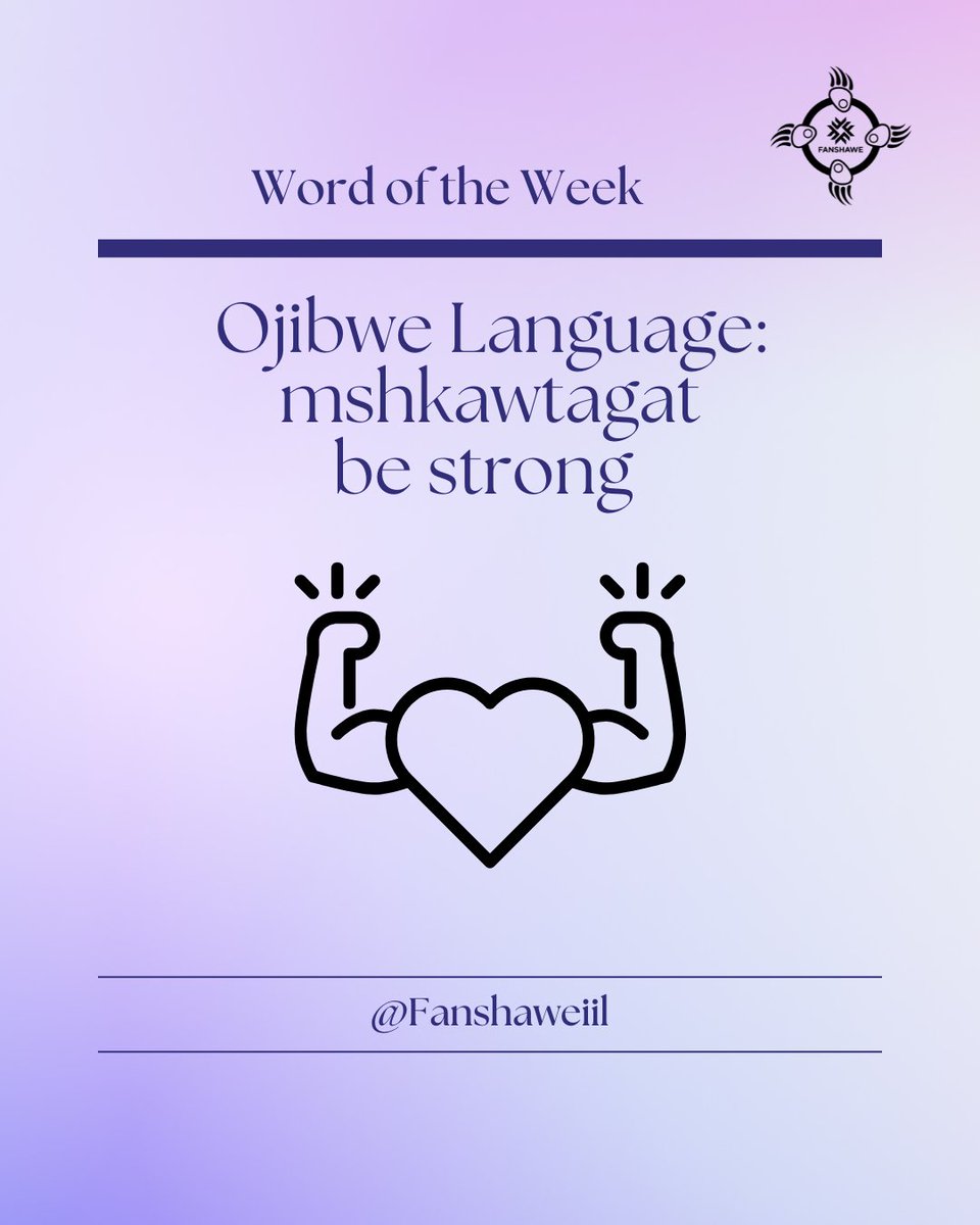 Word of the week! as exam season approaches we hope you push through and stay strong 
Ojibwe Language:
be Strong
mshkawtagat