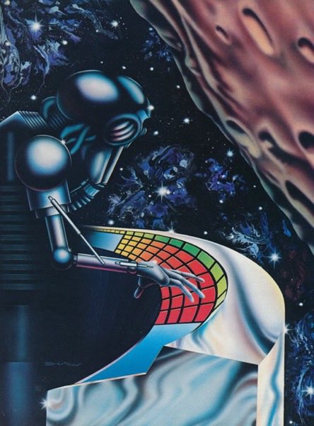 OneiricOmnestar's tweet photo. Name the song...DJ 'J75 aka The Iron Asteroid is hitting on the tiles! 🎶🎵😂🤣
#SciFiMonday #artby Barclay Shaw https://t.co/mBIYGunlem
