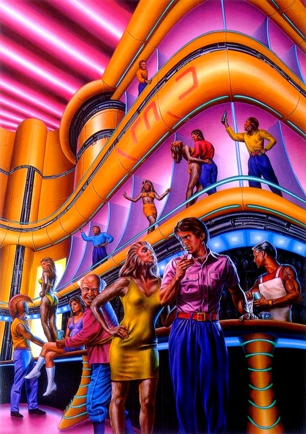 OneiricOmnestar's tweet photo. Name the song...DJ 'J75 aka The Iron Asteroid is hitting on the tiles! 🎶🎵😂🤣
#SciFiMonday #artby Barclay Shaw https://t.co/mBIYGunlem
