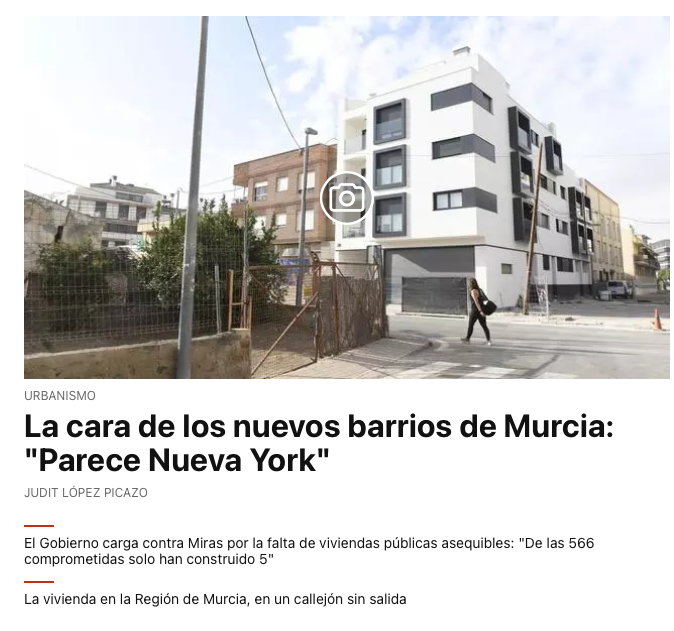 jignaciosilva's tweet image. Nadie que ha estado en Nueva York diría que las nuevas viviendas que se están haciendo en Murcia parecen Nueva York.