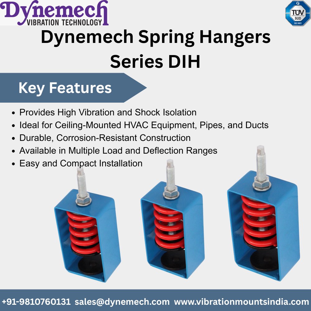 dynemech's tweet image. 𝐃𝐲𝐧𝐞𝐦𝐞𝐜𝐡 𝐕𝐢𝐛𝐫𝐚𝐭𝐢𝐨𝐧 𝐓𝐞𝐜𝐡𝐧𝐨𝐥𝐨𝐠𝐲’𝐬 𝐒𝐩𝐫𝐢𝐧𝐠 𝐇𝐚𝐧𝐠𝐞𝐫𝐬 – 𝐒𝐞𝐫𝐢𝐞𝐬 𝐃𝐈𝐇

#Dynemech, #AntiVibration, #SpringHangers, #HVACIsolation, #VibrationControl, #DIHSeries, #IndustrialVibrationControl,#MadeinIndia

+91-9810760131
sales@dynemech.com