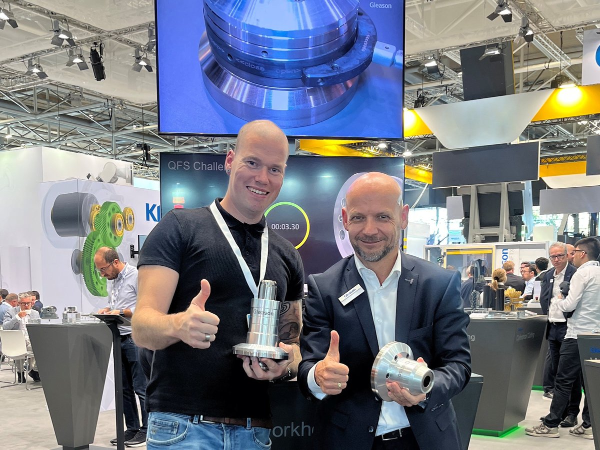 Gleasontweets's tweet image. We congratulate the winners of the QFS Challenge at EMO 2025. The record workholding change time was 2.9 seconds! More information about quick-change workholding systems can be found here: gleason.com/qfs
 
#gleason #geartechnology #qfs #quickflex #workholding #emo2025
