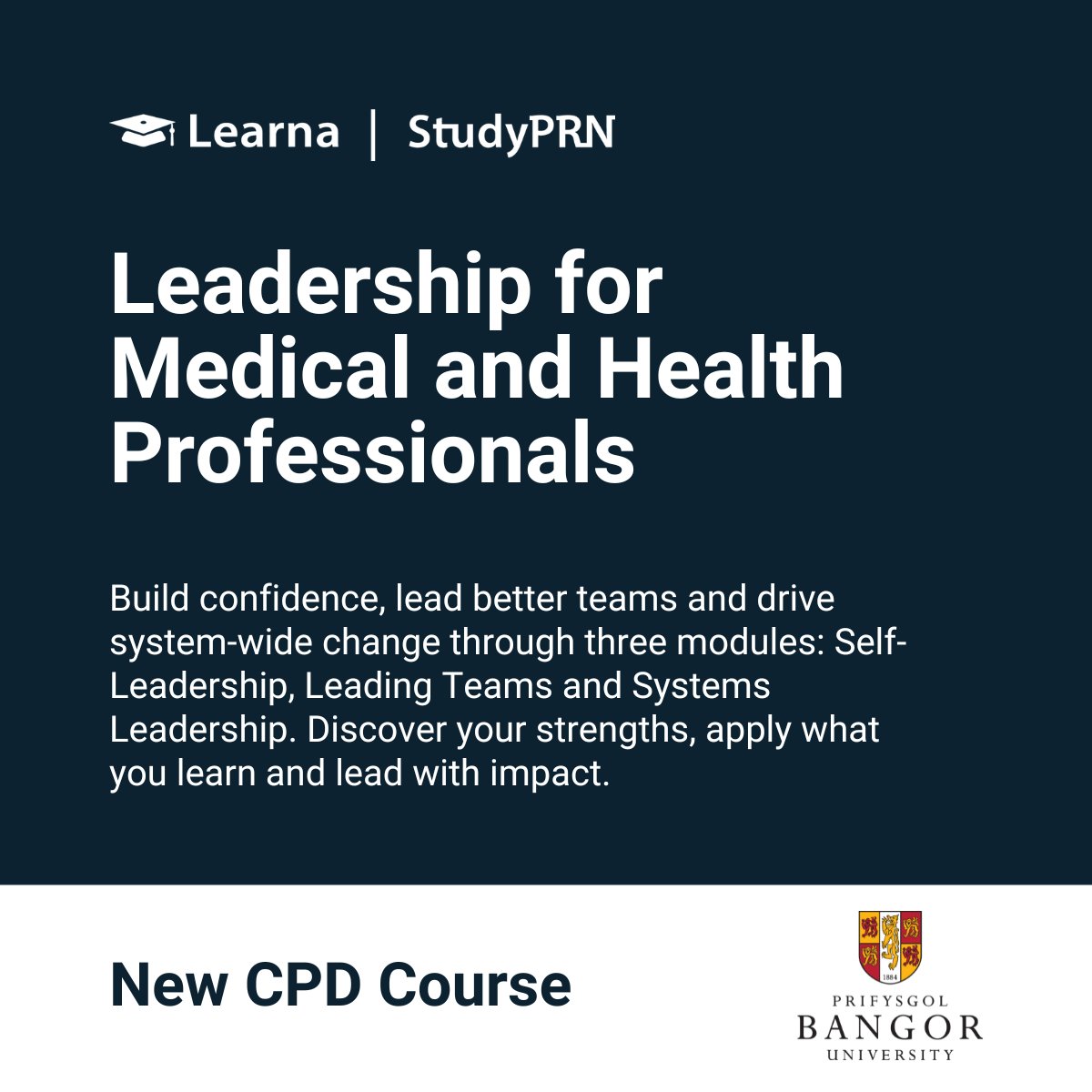 Ready to step into a stronger leadership role in your healthcare career? We’re pleased to announce a new online CPD course, created by Bangor University’s North Wales Medical School and hosted by Learna | StudyPRN.

View full course details: studyprn.com/p/leadership-m…