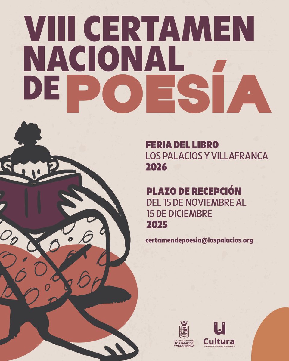 Convocado el VIII Certamen Nacional de Poesía “Feria del Libro de Los Palacios y Villafranca” facebook.com/ayuntamientode…