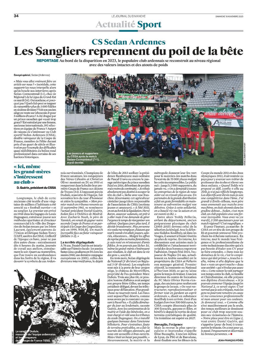 Le.JDD qui fait une page sur nous
Le club phare des Ardennes 
Celui qui fait parler de notre département depuis près de 70 ans 
Même en R1
Le club sportif Sedan ARDENNES