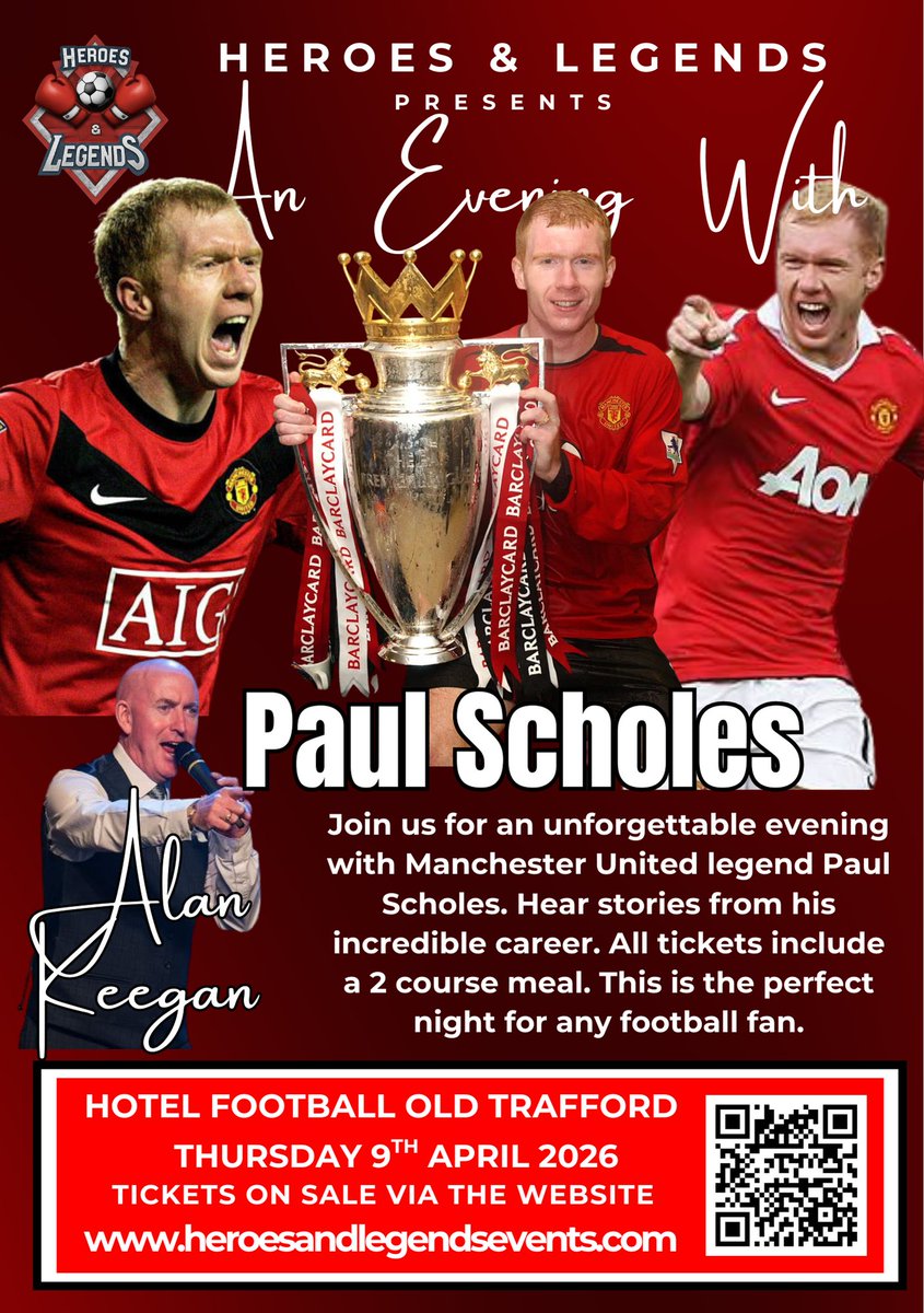 🔥 Poll time:
Which event are you most excited for?
1️⃣ Giggs (Dec)
2️⃣ Woods/Parker/Beardsley (Mar)
3️⃣ Ron Atkinson &amp; Dean Saunders (Mar)
4️⃣ Paul Scholes (Apr)