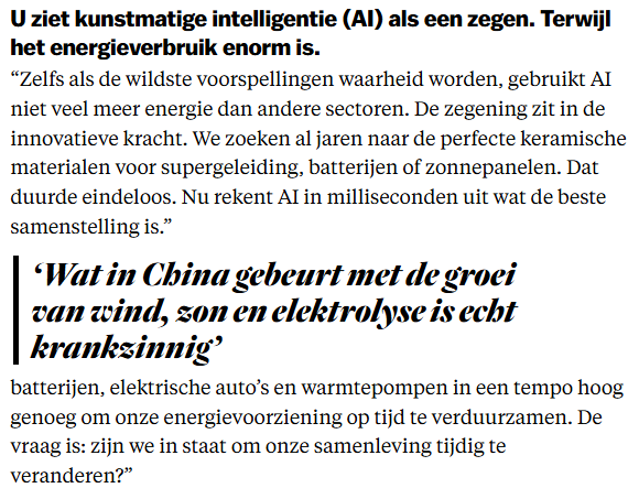 Matthijs85's tweet image. De technologie om snel te verduurzamen is er parool.nl/nederland/died…
Als we vaart maken met de implementatie veroorzaakt dat grote duurzame economische groei! 😃
EN voorkomen we dat kosten klimaatadaptatie steeds hoger worden,
EN van de gevolgen van extreem weer.. #klimaat #AI