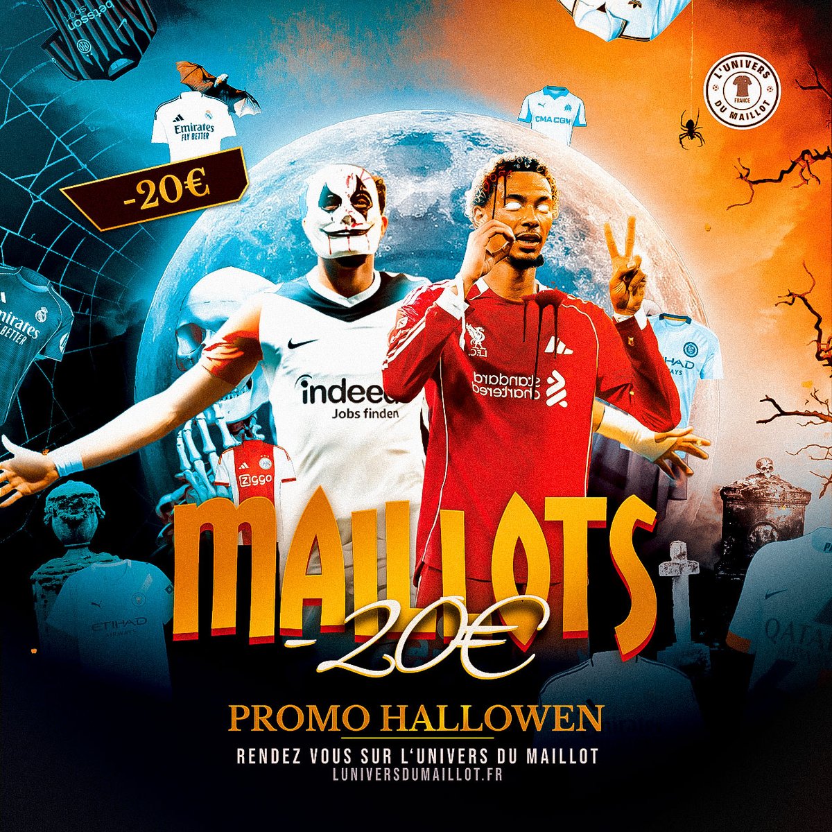 J’ai réalisé deux affiches saisonnières pour un site e-commerce de maillots : une version “Rentrée” et une version “Halloween”!

Des visuels carrés, prêts à l’emploi pour leurs réseaux et leur homepage, pensés pour rester cohérents avec leur identité!

-> bento.me/arndvisual