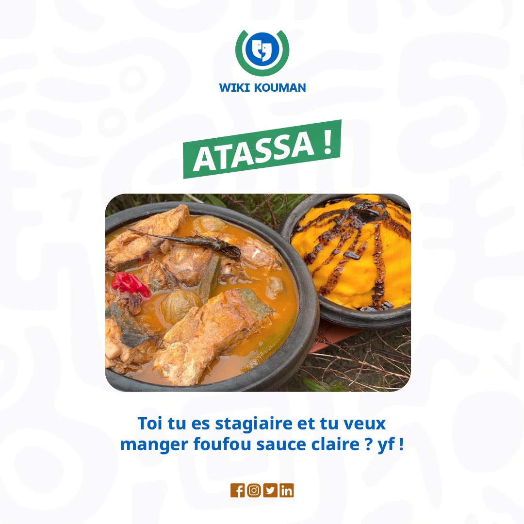 Foufou sauce claire 😊

Les stagiaires de maintenant sont forts hein ! 

Et toi manges quoi à midi ? 

Ps: Je vais chez les Haoussa

#patrimoine #culture #jeu