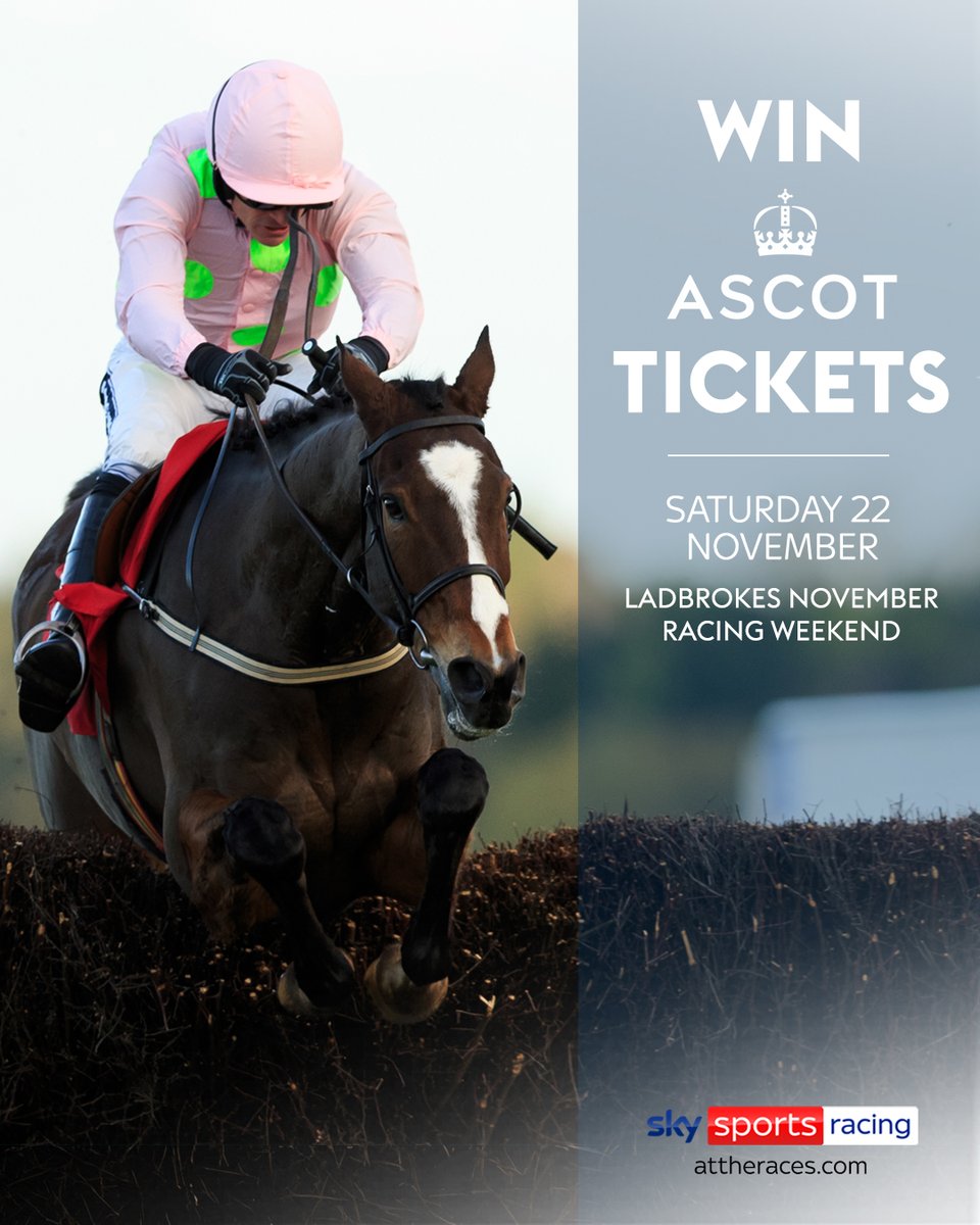 AtTheRaces's tweet image. Win free tickets to @Ascot for you and five others!

We&apos;re giving away six tickets to the Ladbrokes November Racing Weekend this Saturday!

For your chance to win, simply like, repost and comment &apos;WIN&apos; 👇