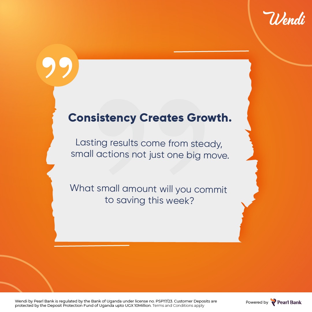 Real talk: saving doesn’t have to be big or dramatic.Even a little this week is a win. What are you committing to?

Click the link below to download Wendi or dial *229# to start your journey today.
Play Store- tinyurl.com/yfj8urmf
Apple Store- tinyurl.com/3ybu34aw