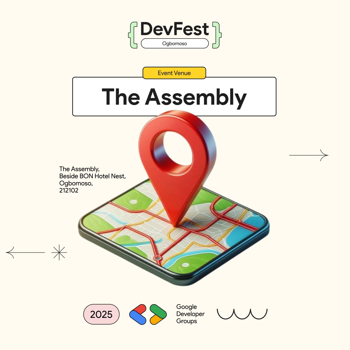 gdgogbomoso's tweet image. The secret&apos;s out! 🥳
We’ve locked in the perfect spot for #DevFestOgbomoso 2025, and we can finally share it with you!

Save the location and stay tuned for more updates. You don&apos;t want to miss this!
#DevFestOgbomoso #DevFestOgbomoso2025 #GDG #GoogleDeveloperGroups