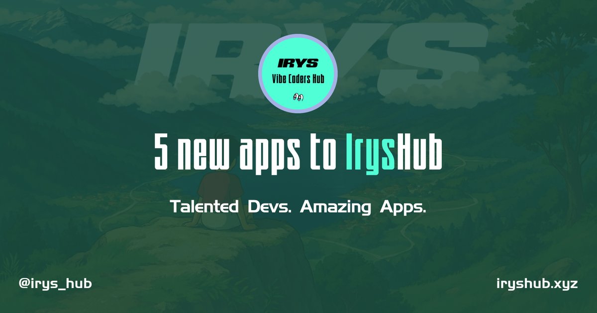 irys_hub's tweet photo. We are pleased to announce that we have added 5 new apps from our amazing @irys_xyz MAXI vibe coders🫶

The most amazing thing is to observe individuals who were previously unfamiliar with coding creating remarkable apps that are beneficial.

Let's see this apps more closer 🧵👇 https://t.co/yjwgiqvukq