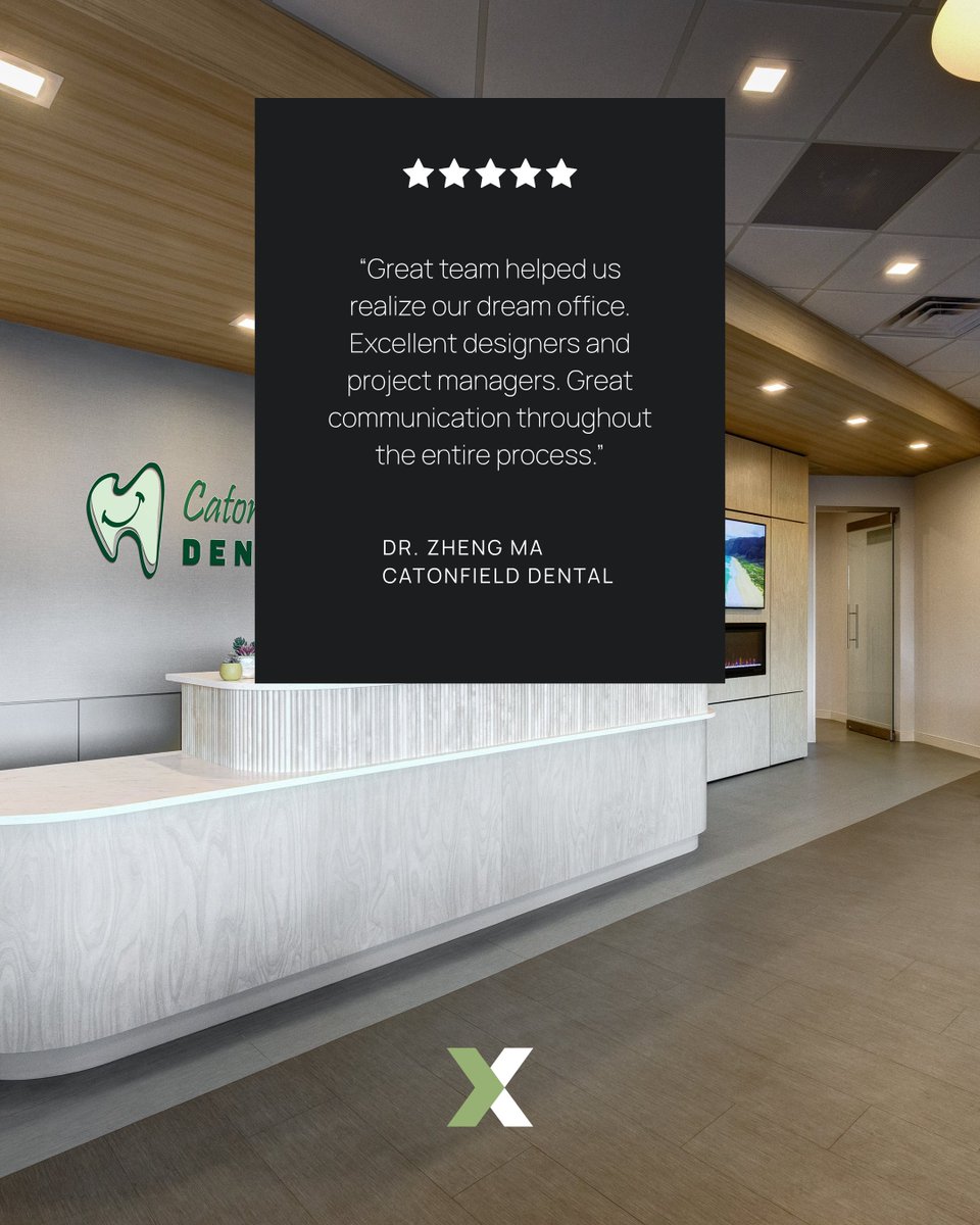 APEXDB's tweet image. We’re proud to have helped Dr. Zheng Ma and the @Catonfield Dental team bring their dream office to life. Thoughtful design, expert project management, and seamless communication — it’s what we strive for in every build.

#Apex #DentalDesign #HealthcareInteriors #Dental