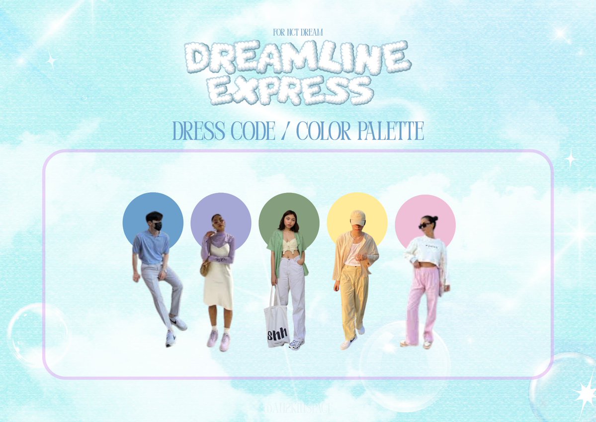 moreNCTcse's tweet image. ✨D-20 ✨
Still thinking about your CSE fit? Here’s a pastel outfit inspo board we prepared for you! 💚

Our pastel color palette is encouraged for cute photos and vibes, but this is NOT required. Pls wear whatever you feel comfy in! See you on d-day! ✨

#DreamlineExpressCSE
