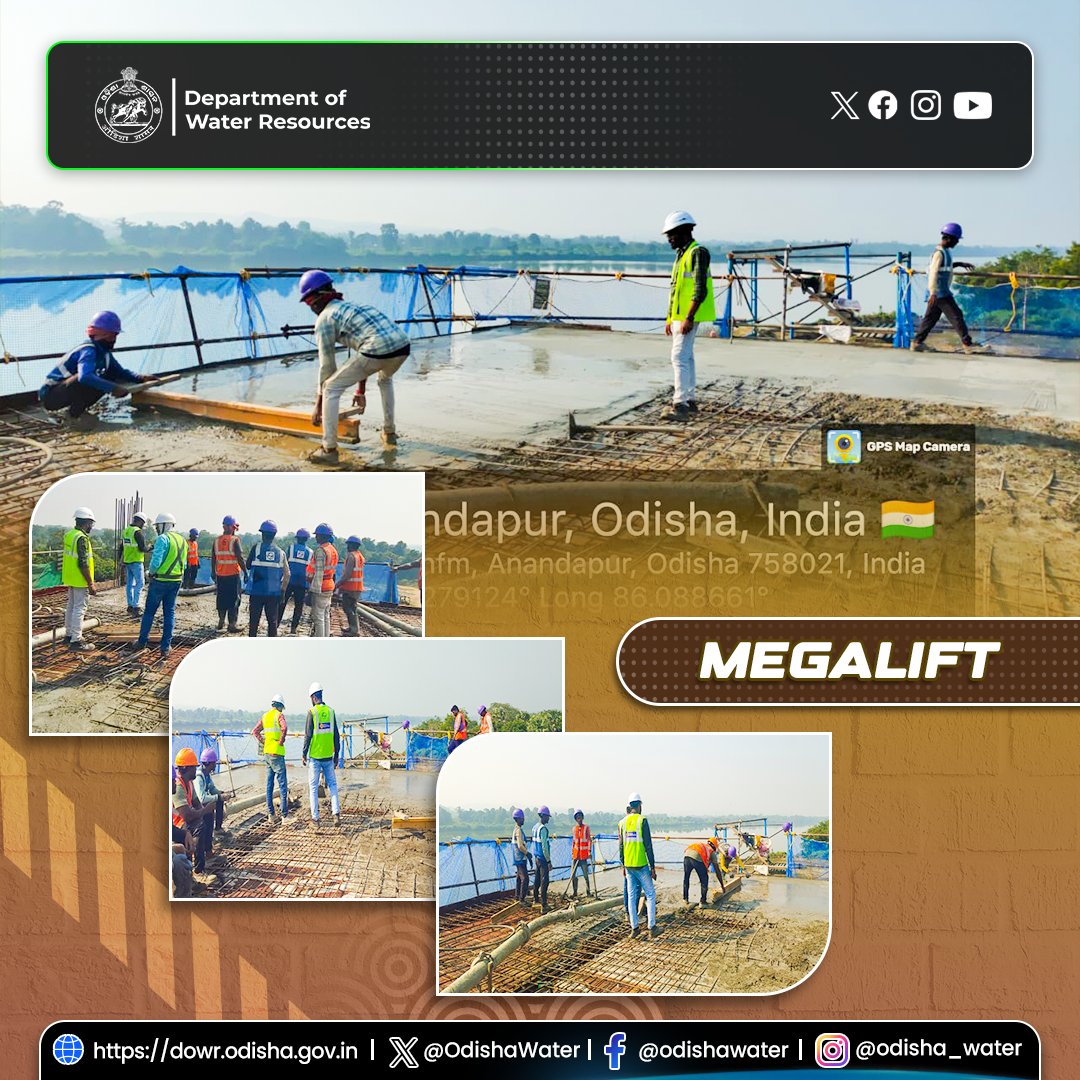 OdishaWater's tweet photo. MCC Room roof slab casting is in progress at the #Korapara scheme under Cluster XIX in #KeonjharDistrict. #OdishaWater #Megalift #IrrigationDevelopment #InfrastructureProgress
@CMO_Odisha @DC_Odisha @_anugarg  @IPR_Odisha @OIIPCRA_OCTDMS @OLICLTD @ltd_occ  @CE_Megalift @GWDOdisha https://t.co/zIyXE4ulW9