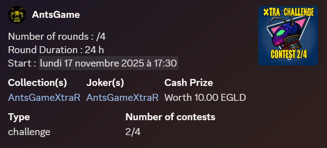 xAntsGame's tweet photo. 🎮 AntsGame contests 🚦Start🚦
🪙 10+ #EGLD in rewards every month
⛏️https://t.co/v7ru47RaCN
#multivesx #supernova @xAntsGame https://t.co/T17pBNnmZK