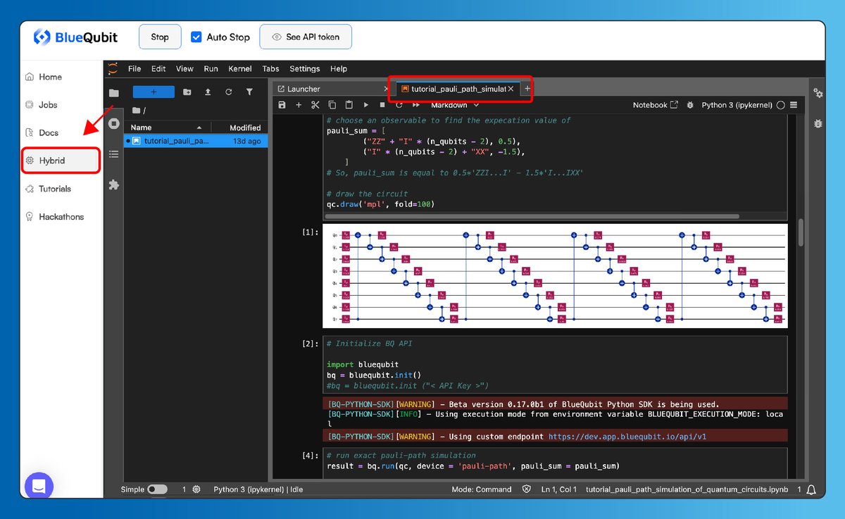 BlueQubitIO's tweet image. Don’t forget – we’ve got hands-on quantum tutorials on the BlueQubit platform ⚛️
🔬 Try different simulators: statevector, MPS, PPS, tensor networks &amp;amp; more
👨‍💻 Copy + run examples in our hybrid environment with just a few clicks (no setup)
👉 Dive in: lnkd.in/dASxkdA7…