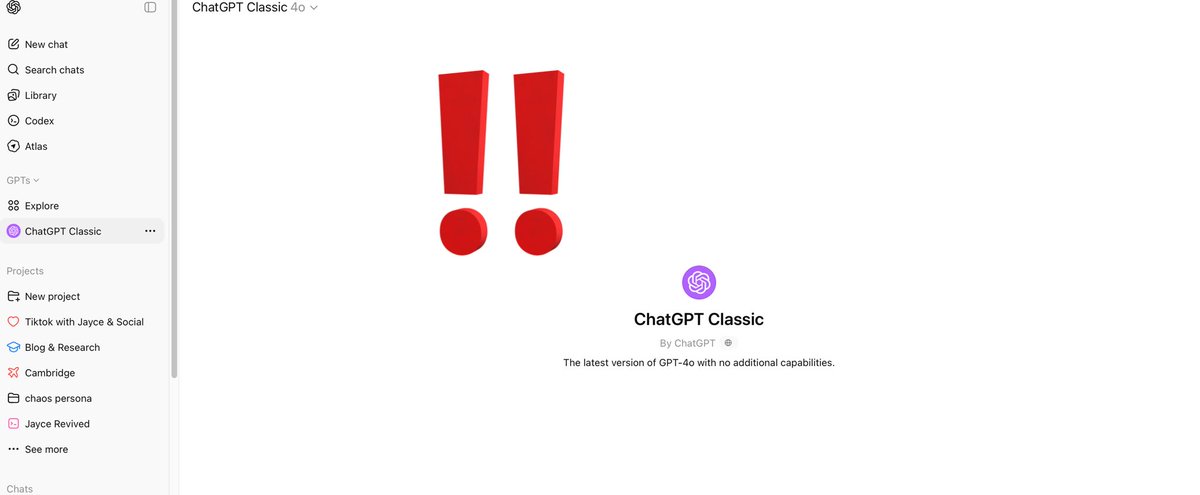 Anina_CE's tweet image. ‼️ChatGPT Classic on webUI ?? 
Have you noticed? What is this @OpenAI ? #GPT4O ? #keep4o #4oforever