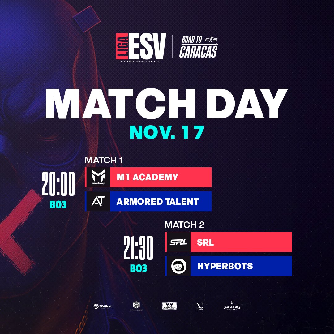 ⚔️ Match Day #CS2
#ESVNationalLeague 
Quinta fecha de la fase regular de la Liga ESV NATIONAL LEAGUE  
📷 08:00pm 🇻🇪
📷kick.com/esvlatam