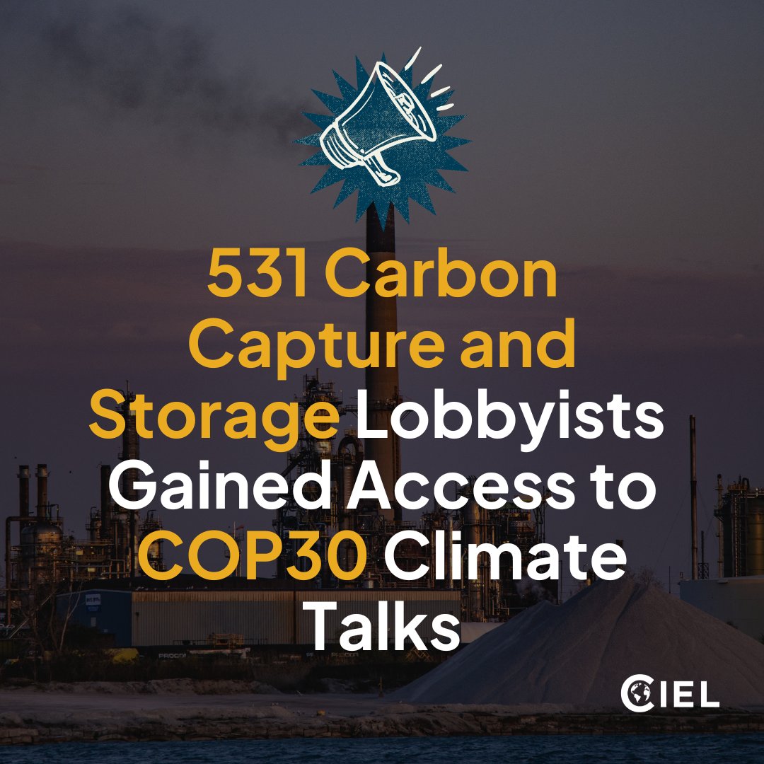 ciel_tweets's tweet image. 📣 BREAKING

At least 531 lobbyists for groups that advocate for a misguided technology that prolongs #FossilFuel use (aka Carbon Capture &amp;amp; Storage #CCS) have gained access to the #COP30 climate talks.

Read: sg.news.yahoo.com/carbon-capture…

A 🧵