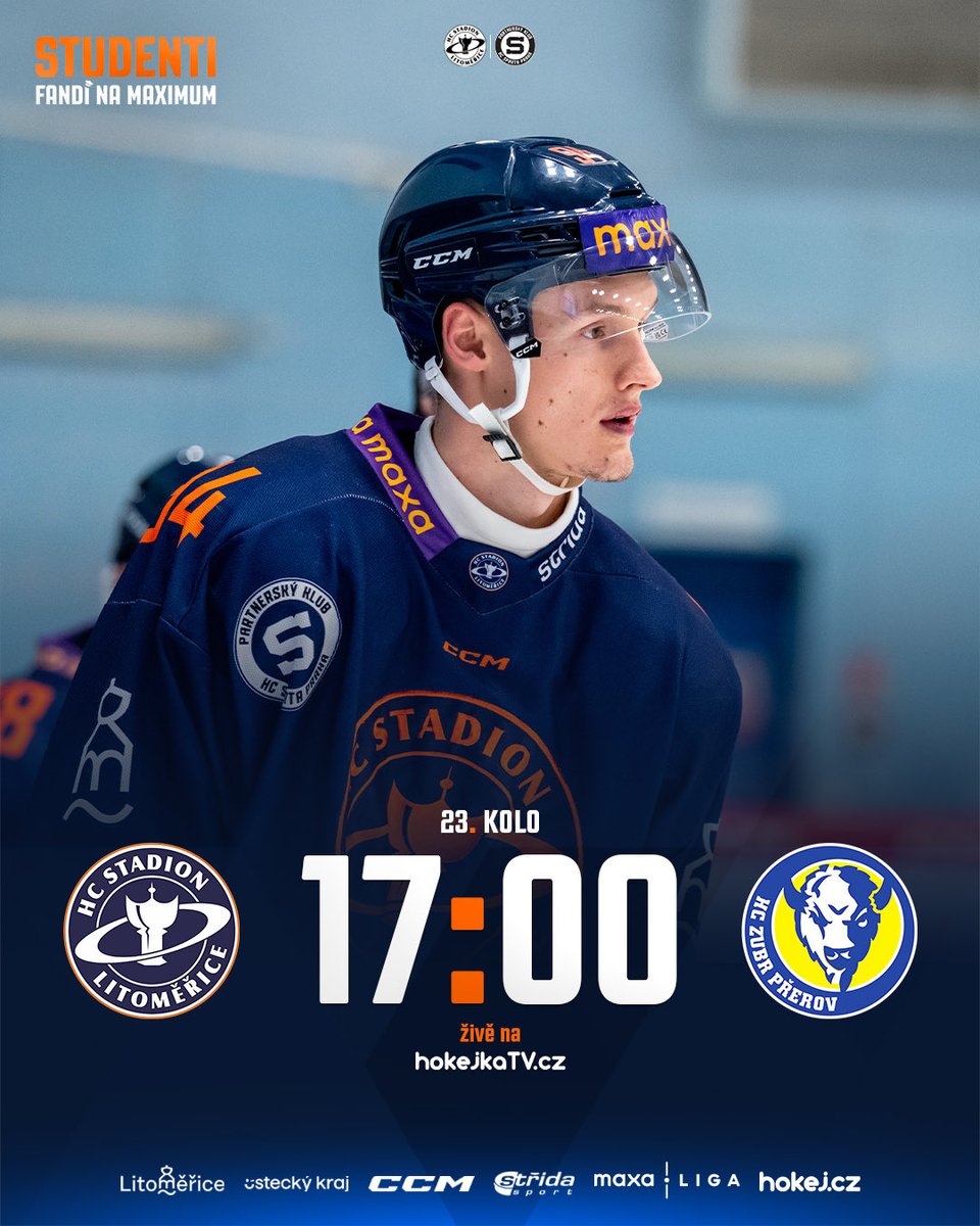 Stadion dnes čeká sváteční bitva s Přerovem 🦬 Přijďte kališníky podpořit a užít si skvělou atmosféru 🏒 Studenti a žáci mají vstup zdarma! 🎓
🆚 Preview: tinyurl.com/pttwb3zt
🎟️ Vstupenky: tinyurl.com/2bmu8u28