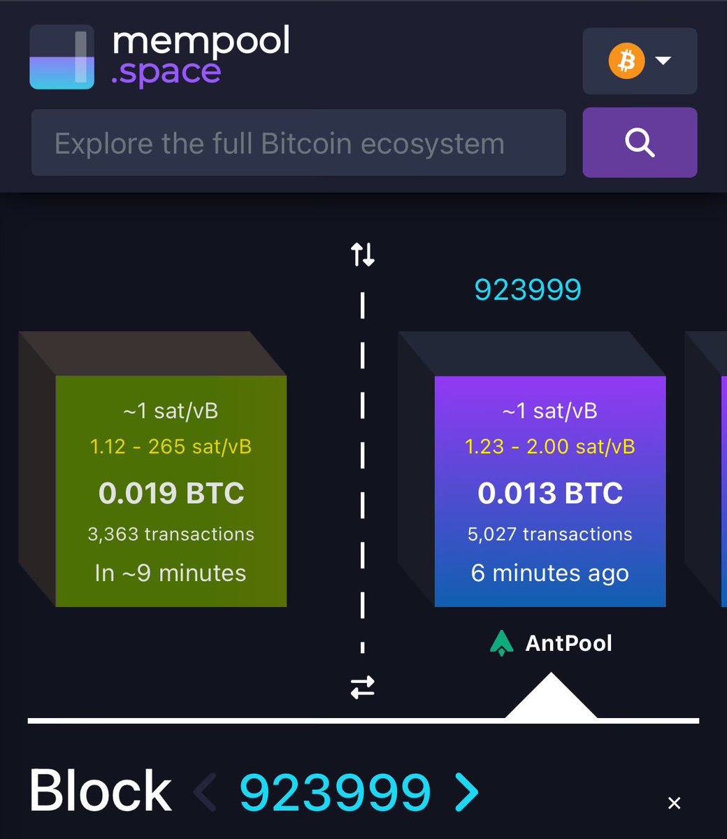 BREAKING: Block #923,999 has just been mined 🔥

There are now 19,500,000 $BTC in circulation, 95% of total bitcoin supply 💯

There is officially only 5% $BTC left out there to mine ⛏️