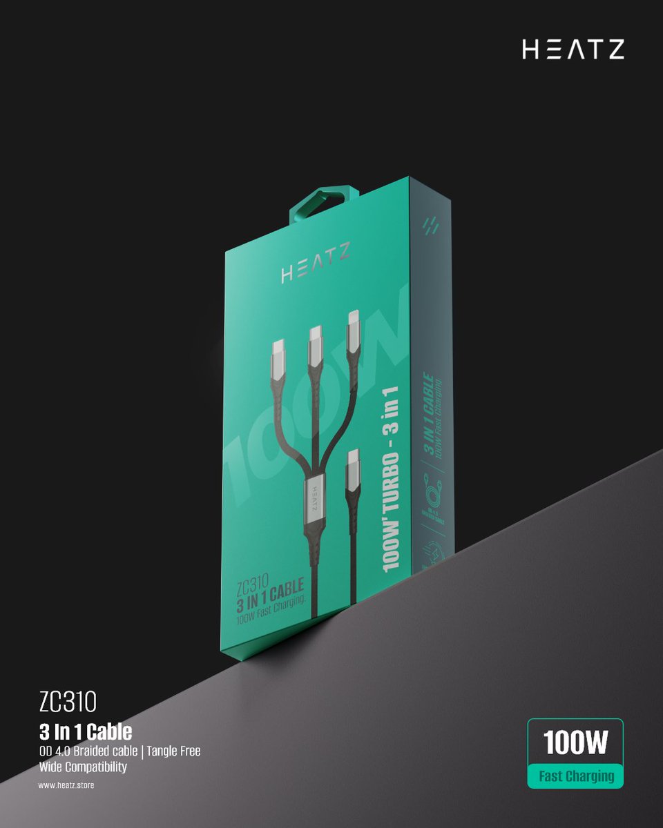 HeatzKsa's tweet image. One cable, zero hassle. The ZC310’s wide compatibility and OD 4.0 braided, tangle-free design keep your setup clean, plus 100W power for all your devices on the go.

Learn more: heatz.com
.
.
#Heatz #3in1Cable #ChargingCable #ChargeSmart #Gadgets #TechEssentials