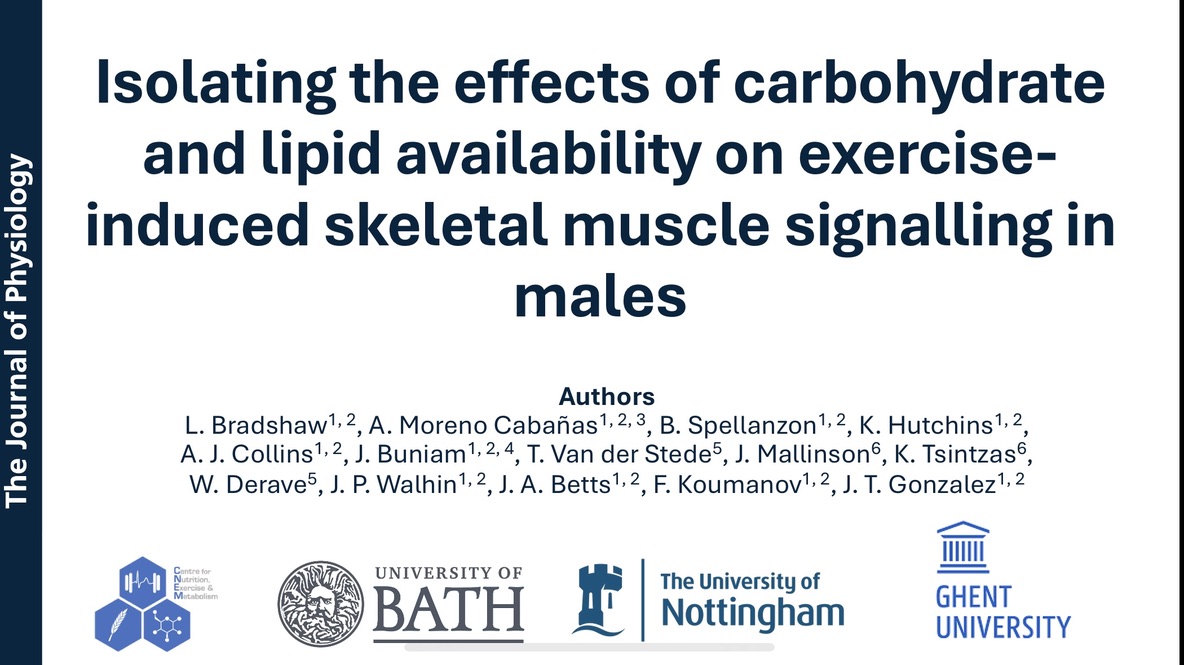 New paper from <a href="/CNEM_Bath/">Centre for Nutrition, Exercise and Metabolism</a> in <a href="/JPhysiol/">Journal of Physiology</a> led by <a href="/lfbradshaw/">Louise Bradshaw</a> 

Isolating the effects of carbohydrate and lipid availability on exercise-induced skeletal muscle signalling

doi.org/10.1113/JP2898…
(1/7)
#exercise #metabolism #muscle #fasting