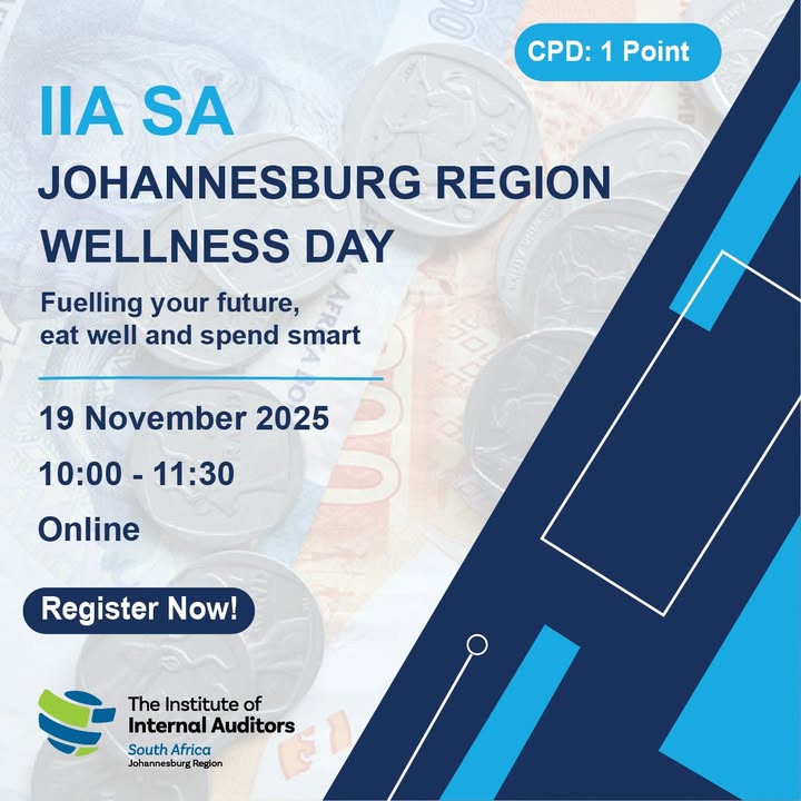 IIA SA Johannesburg Region Wellness Day | Fuel Your Future, Eat Well, and Spend Smart

Join us for an inspiring and practical session designed to help you achieve balance, financially and nutritionally.

Learn how to make smarter spending choices and healthier eating decisions